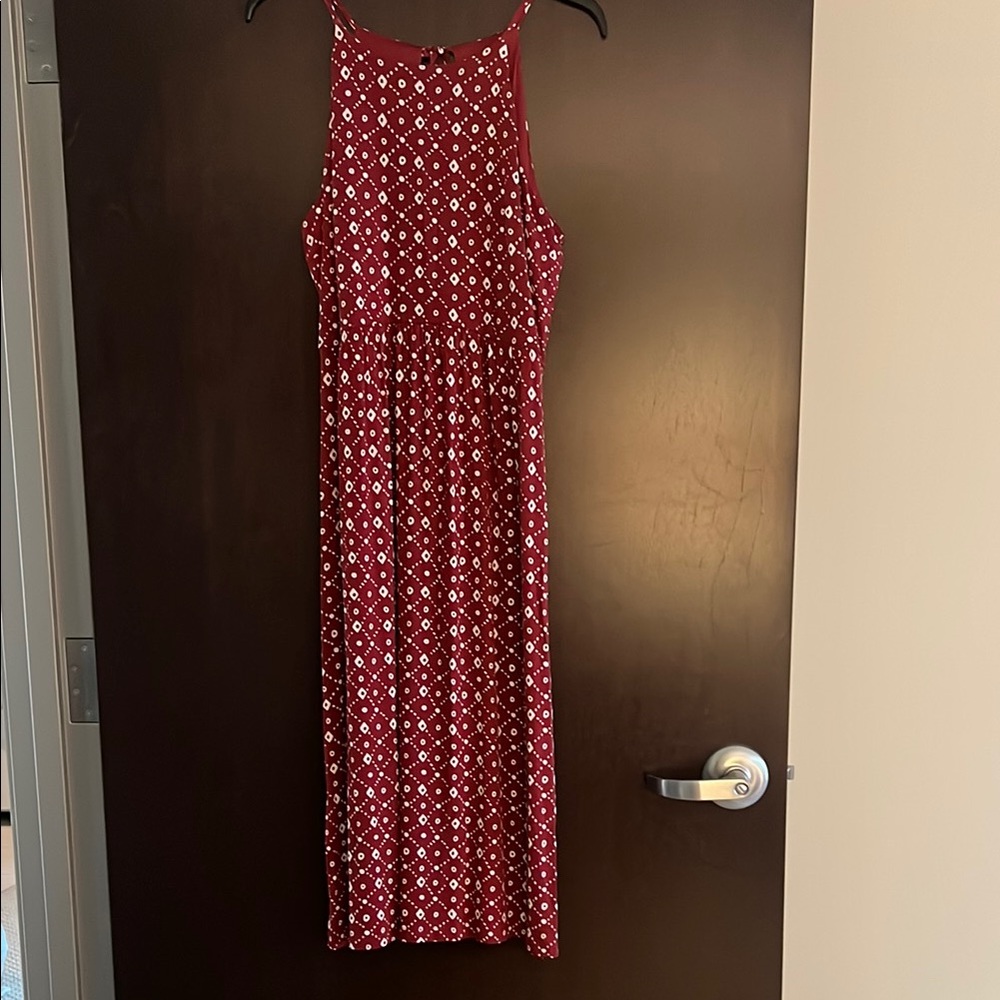 NWT Loft Size M Red Patterned Maxi Dress